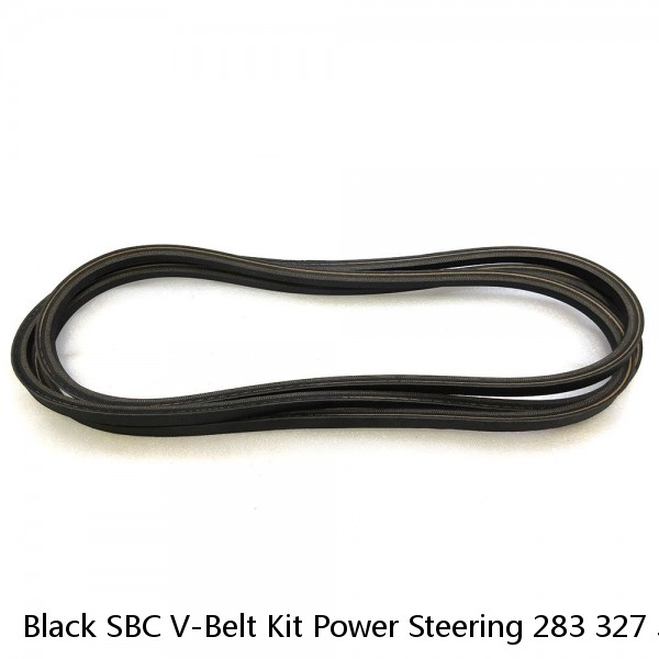 Black SBC V-Belt Kit Power Steering 283 327 350 400 Chevy Small Block