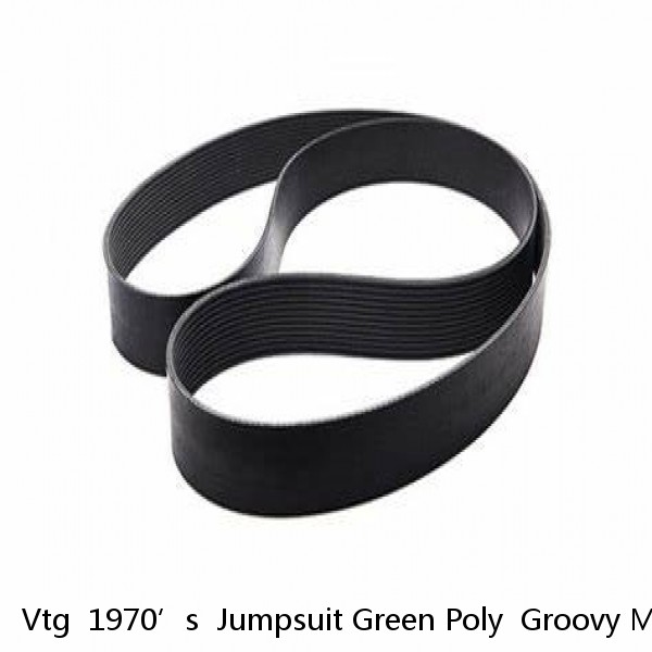 Vtg  1970’s  Jumpsuit Green Poly  Groovy Mod Hip Hugger Belt Loops  Size 8 Zips